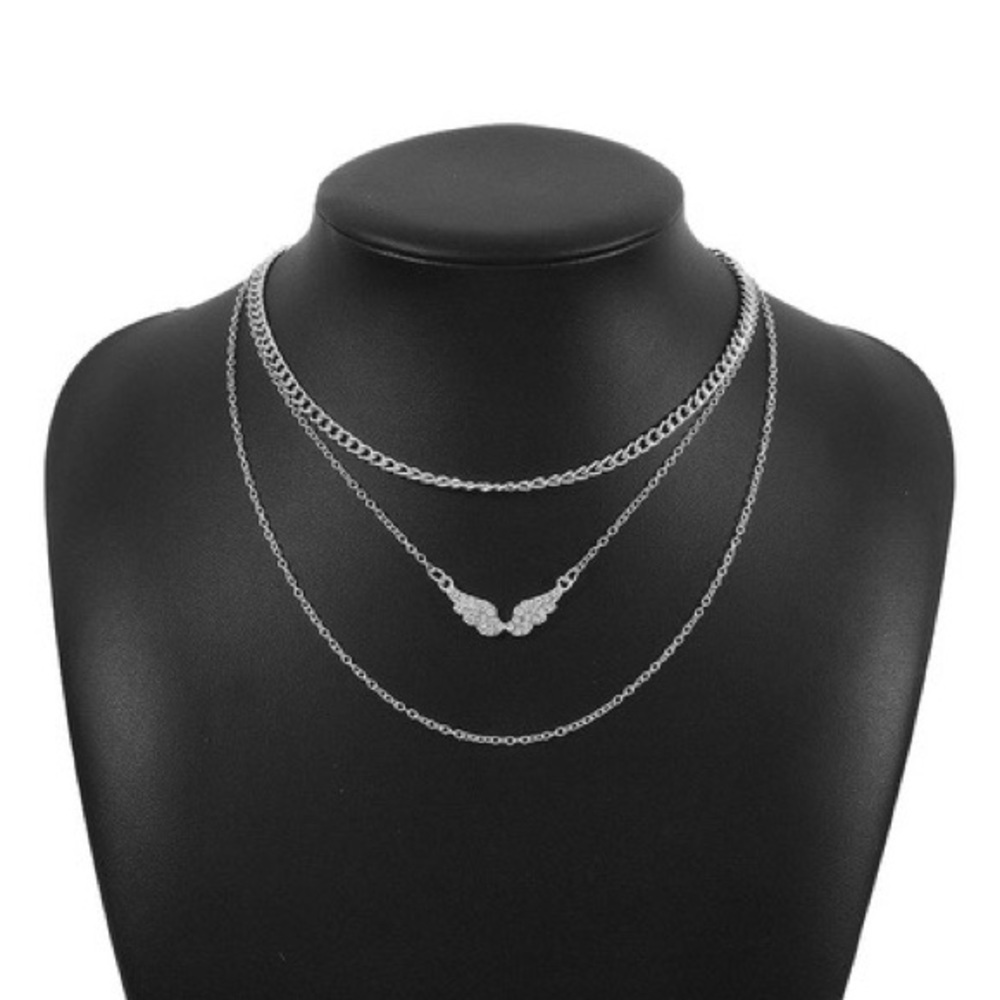 Three layer Silver wing Necklace - Picture 2 of 2